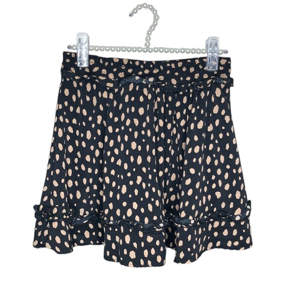 Altar'd State Medium Black Tan Leopard Animal Print Ruffle Trim Mini Skirt - Picture 1 of 4